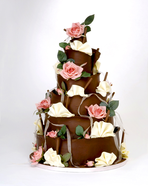 Chocolate Wrap Roses Wedding Cake